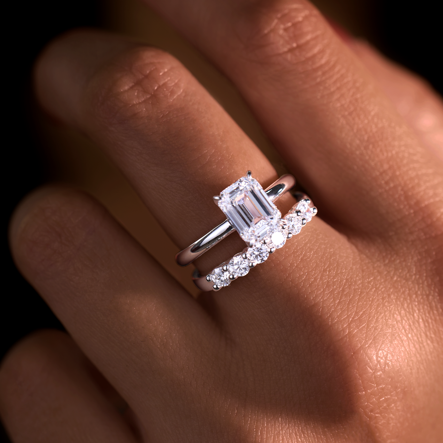 1-3 Carat Emerald Cut Four Prong Solitaire IGI Lab Grown Diamond Ring For Women