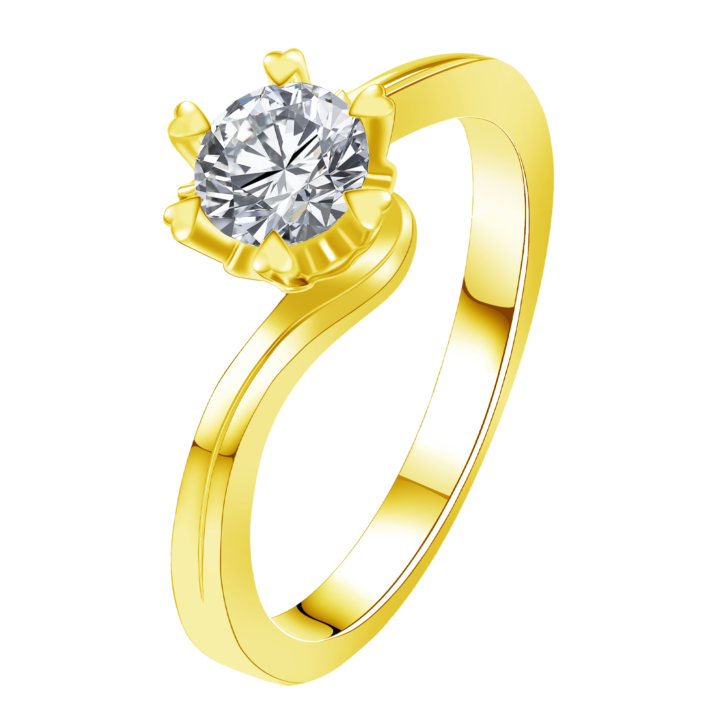 0.2CT 0.3CT 0.5CT Lab Grown Diamond Ring for Women, Heart Six Prong Snowflake Twisted Shank Wedding Band, 10K 14K 18K Gold S925 Silver Platinum
