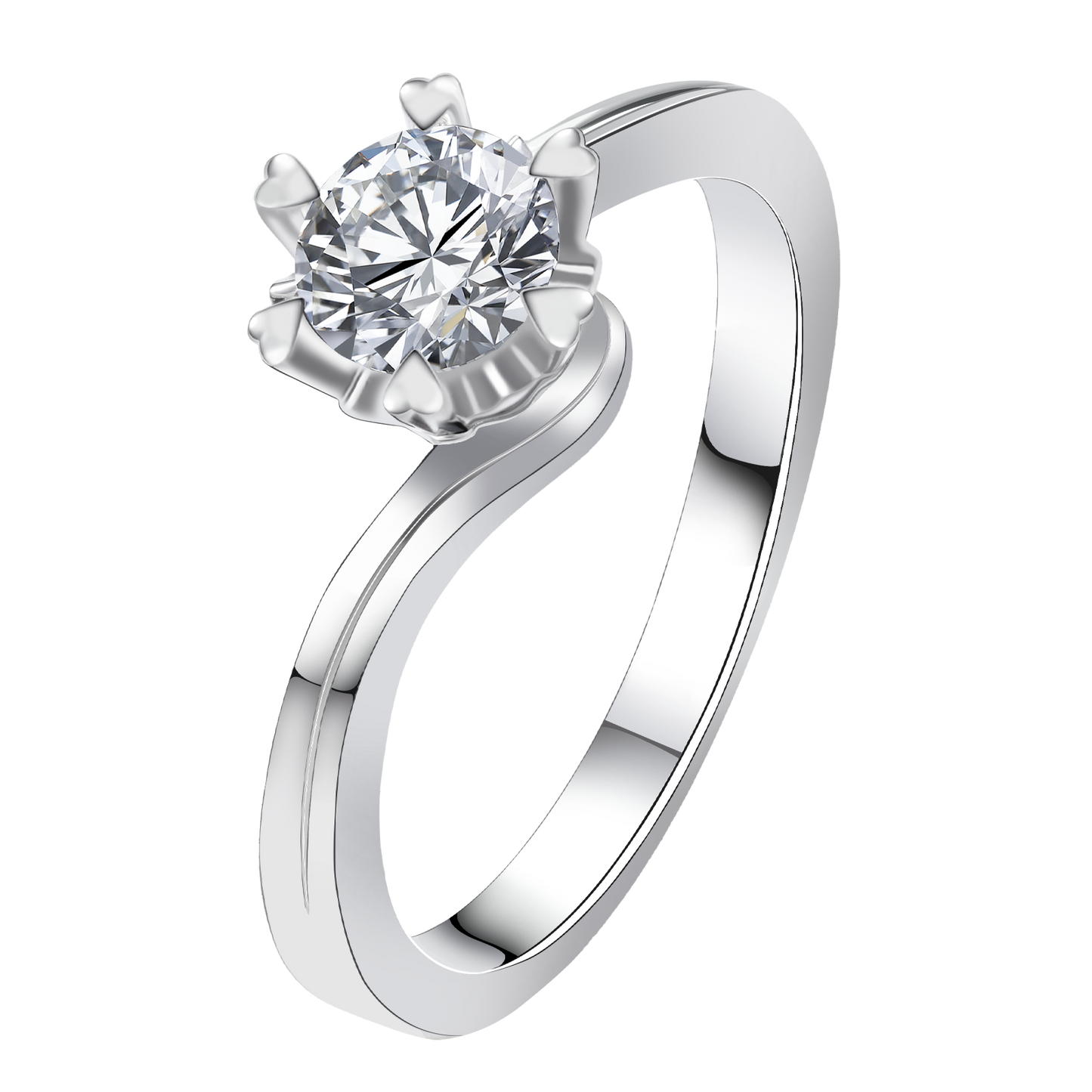 0.2CT 0.3CT 0.5CT Lab Grown Diamond Ring for Women, Heart Six Prong Snowflake Twisted Shank Wedding Band, 10K 14K 18K Gold S925 Silver Platinum