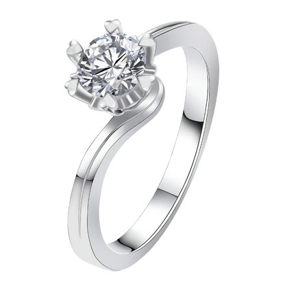 0.2CT 0.3CT 0.5CT Lab Grown Diamond Ring for Women, Heart Six Prong Snowflake Twisted Shank Wedding Band, 10K 14K 18K Gold S925 Silver Platinum