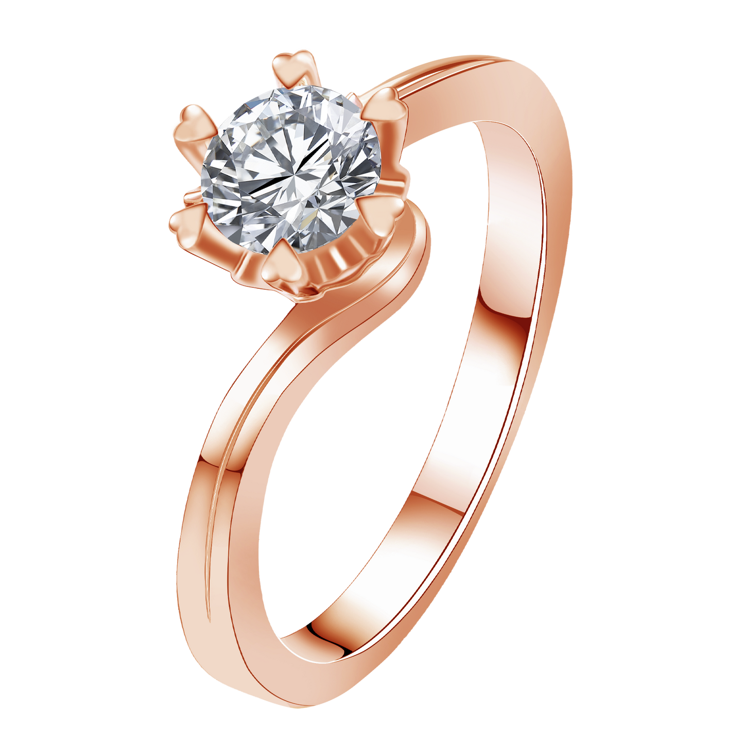 0.2CT 0.3CT 0.5CT Lab Grown Diamond Ring for Women, Heart Six Prong Snowflake Twisted Shank Wedding Band, 10K 14K 18K Gold S925 Silver Platinum