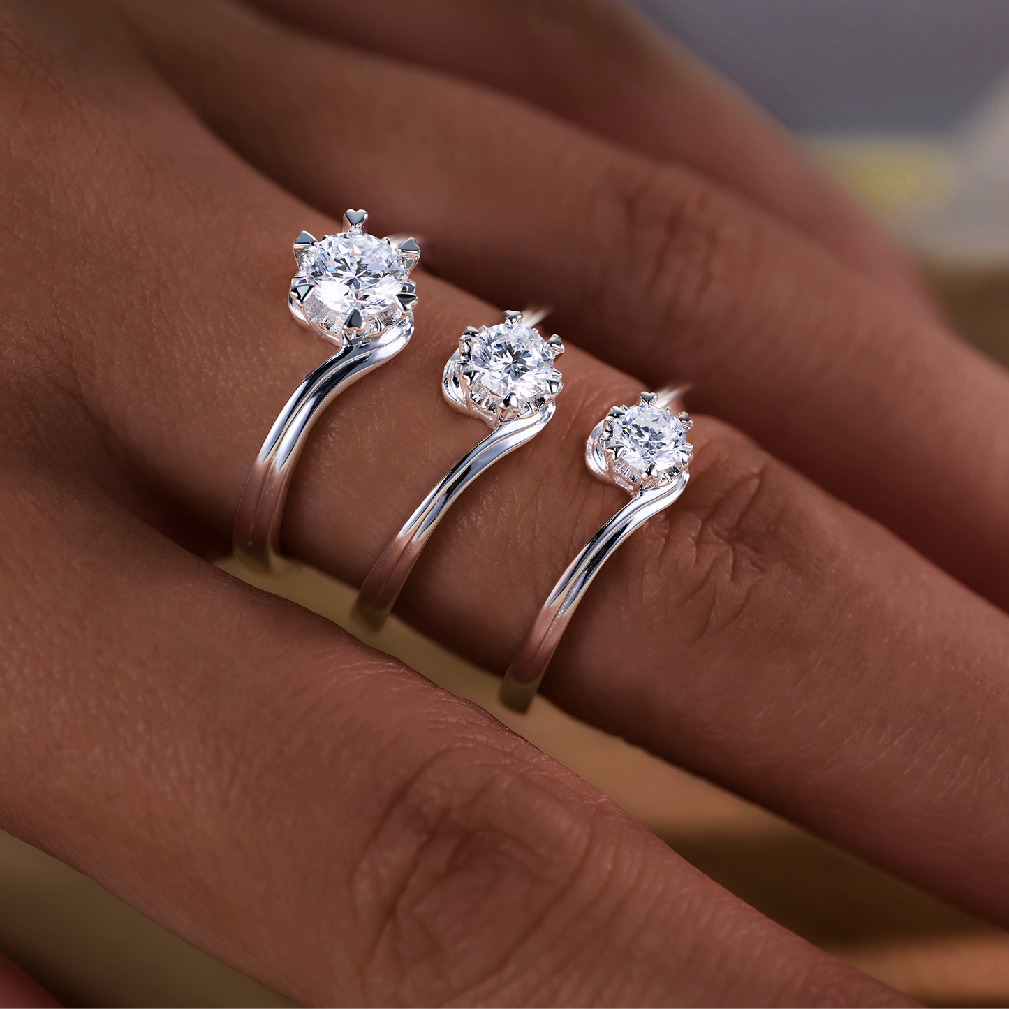 0.2CT 0.3CT 0.5CT Lab Grown Diamond Ring for Women, Heart Six Prong Snowflake Twisted Shank Wedding Band, 10K 14K 18K Gold S925 Silver Platinum