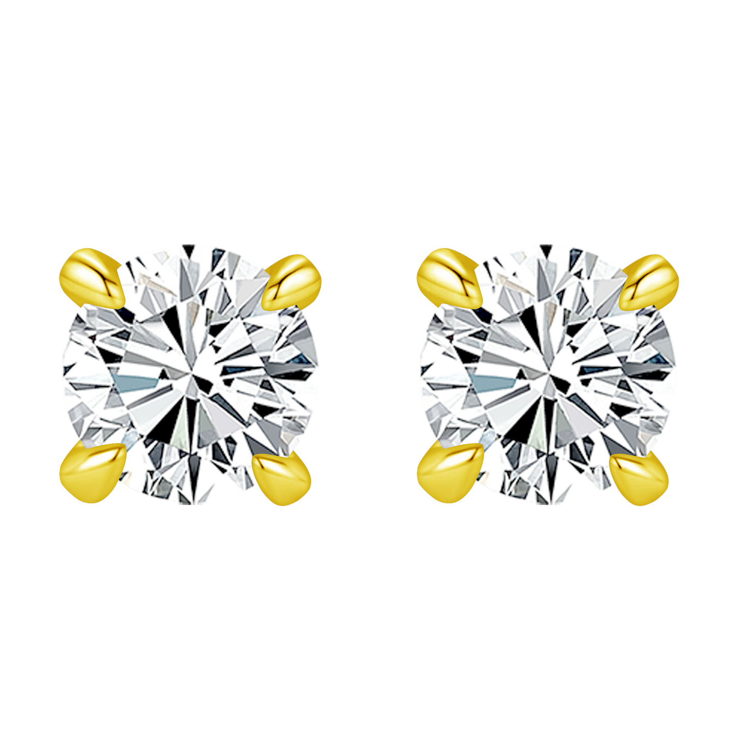9K/14K/18K/S925 Silver/platinum  1 ct/0.6 ct/0.4 ct Classic 4-Prong Lab Grown Diamond Stud Earrings, Unisex Single Stone