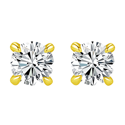 9K/14K/18K/S925 Silver/platinum  1 ct/0.6 ct/0.4 ct Classic 4-Prong Lab Grown Diamond Stud Earrings, Unisex Single Stone