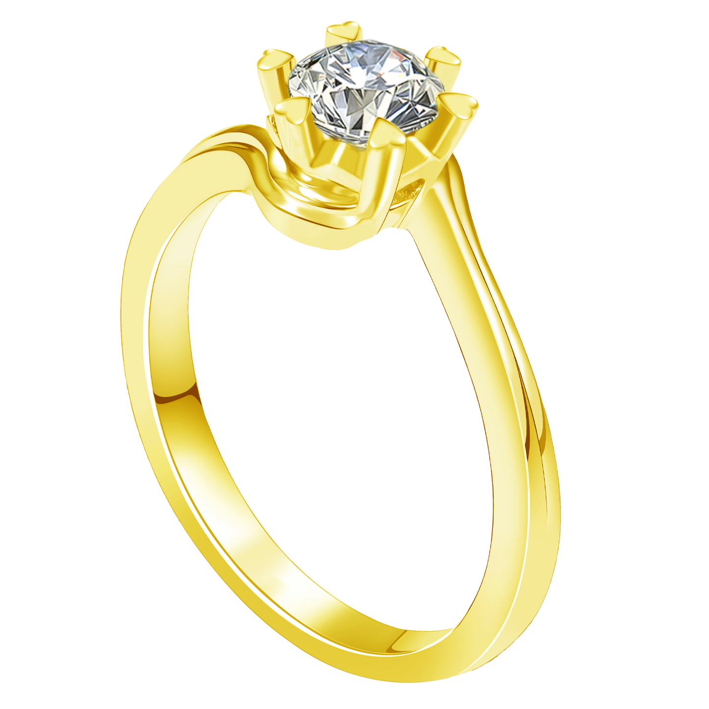 0.2CT 0.3CT 0.5CT Lab Grown Diamond Ring for Women, Heart Six Prong Snowflake Twisted Shank Wedding Band, 10K 14K 18K Gold S925 Silver Platinum