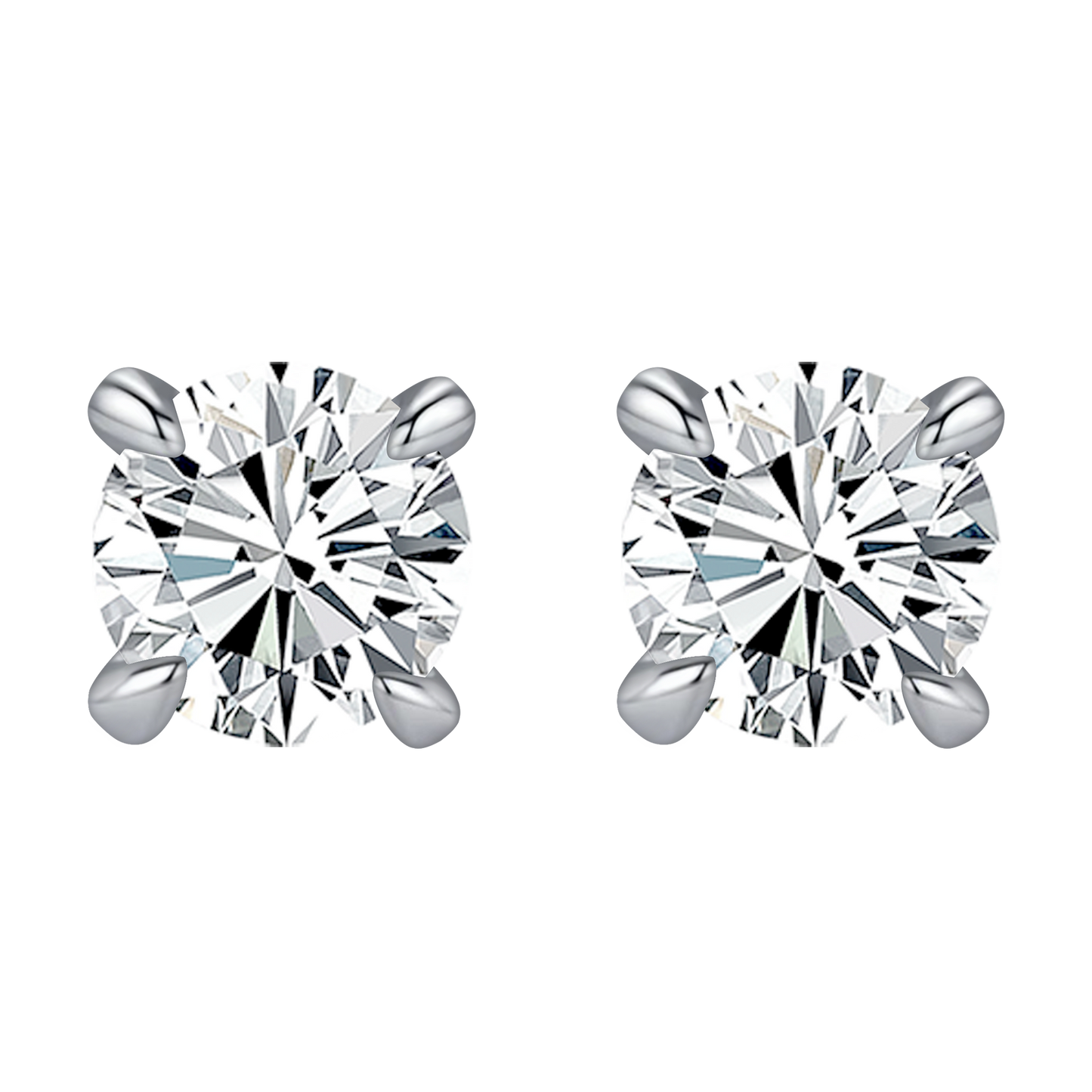 9K/14K/18K/S925 Silver/platinum  1 ct/0.6 ct/0.4 ct Classic 4-Prong Lab Grown Diamond Stud Earrings, Unisex Single Stone