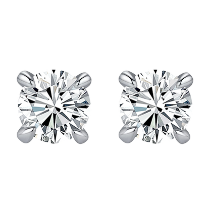 9K/14K/18K/S925 Silver/platinum  1 ct/0.6 ct/0.4 ct Classic 4-Prong Lab Grown Diamond Stud Earrings, Unisex Single Stone