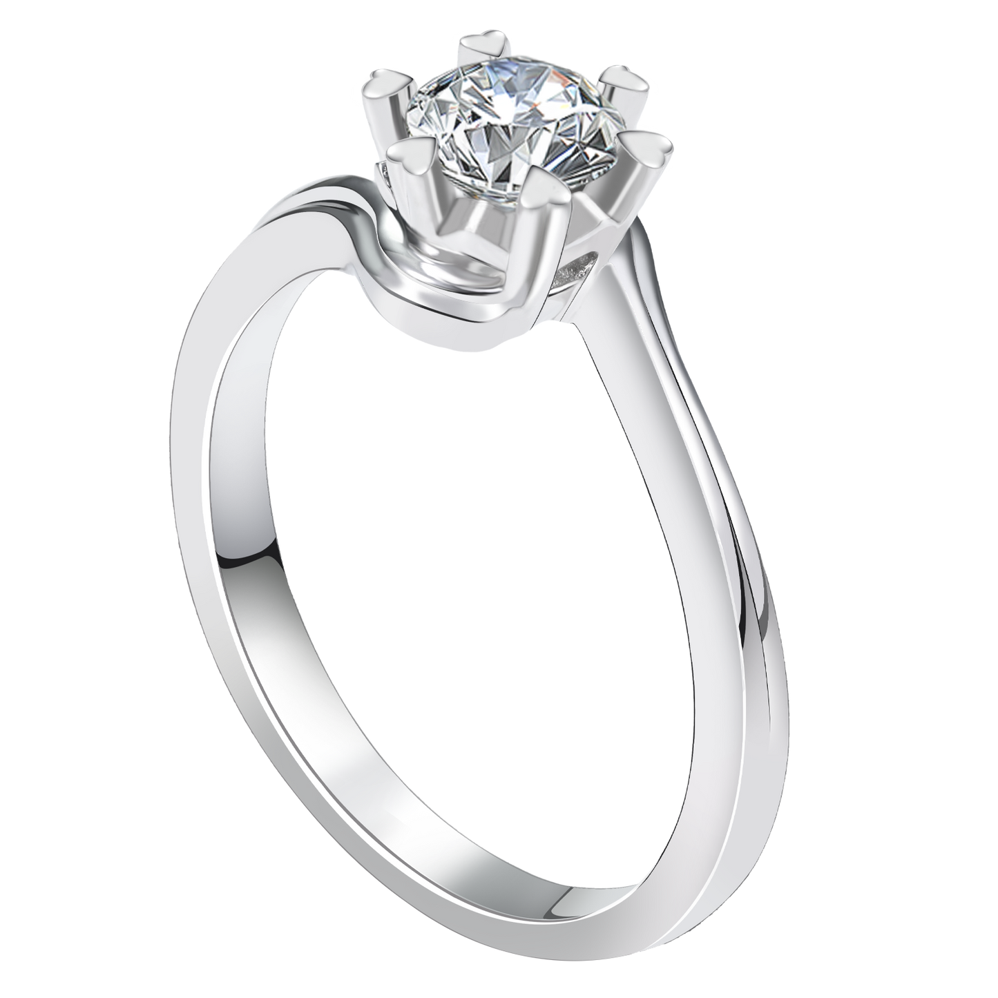 0.2CT 0.3CT 0.5CT Lab Grown Diamond Ring for Women, Heart Six Prong Snowflake Twisted Shank Wedding Band, 10K 14K 18K Gold S925 Silver Platinum