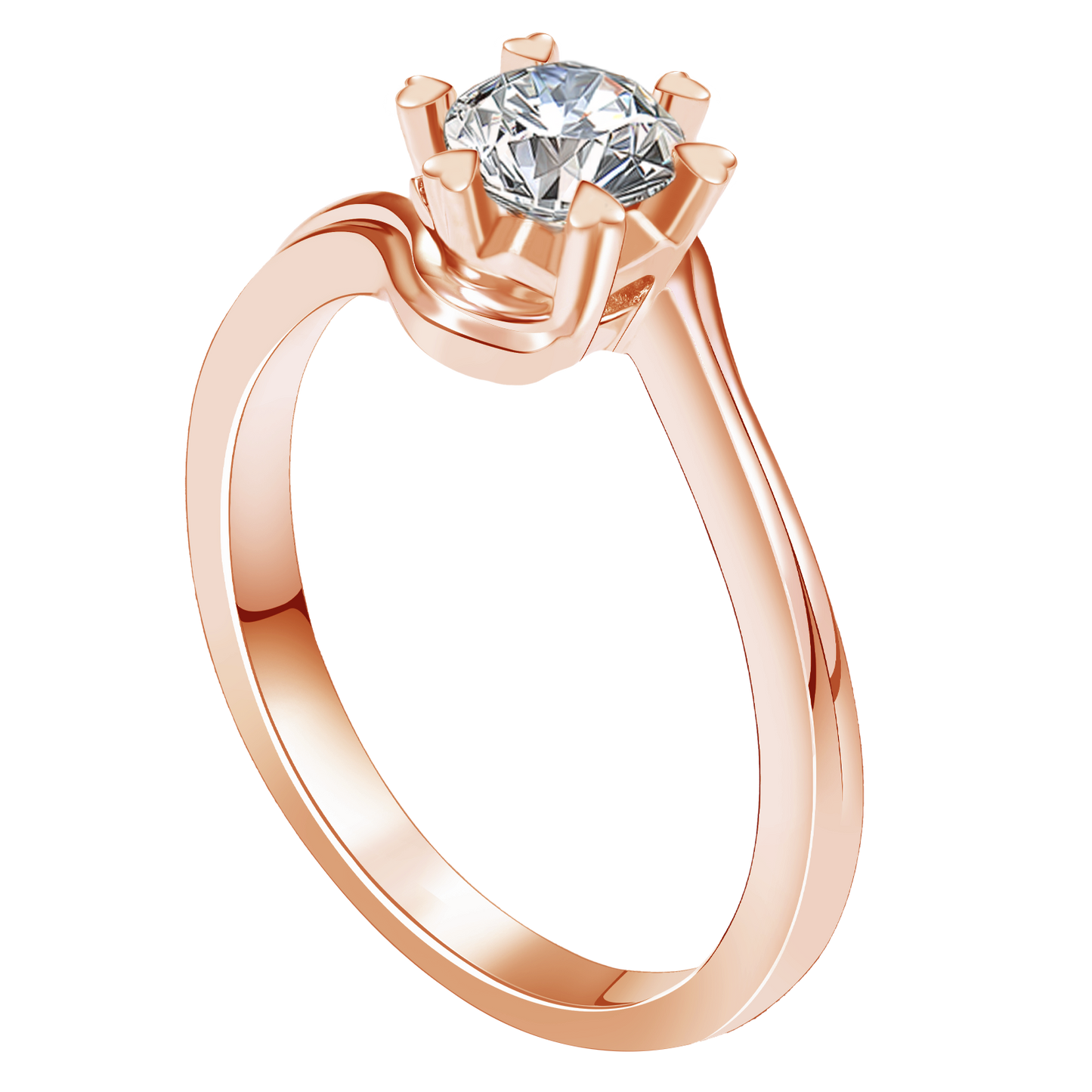 0.2CT 0.3CT 0.5CT Lab Grown Diamond Ring for Women, Heart Six Prong Snowflake Twisted Shank Wedding Band, 10K 14K 18K Gold S925 Silver Platinum