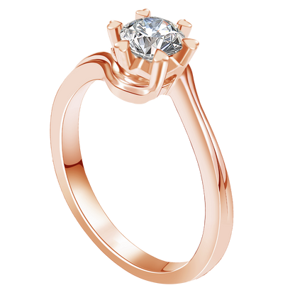 0.2CT 0.3CT 0.5CT Lab Grown Diamond Ring for Women, Heart Six Prong Snowflake Twisted Shank Wedding Band, 10K 14K 18K Gold S925 Silver Platinum