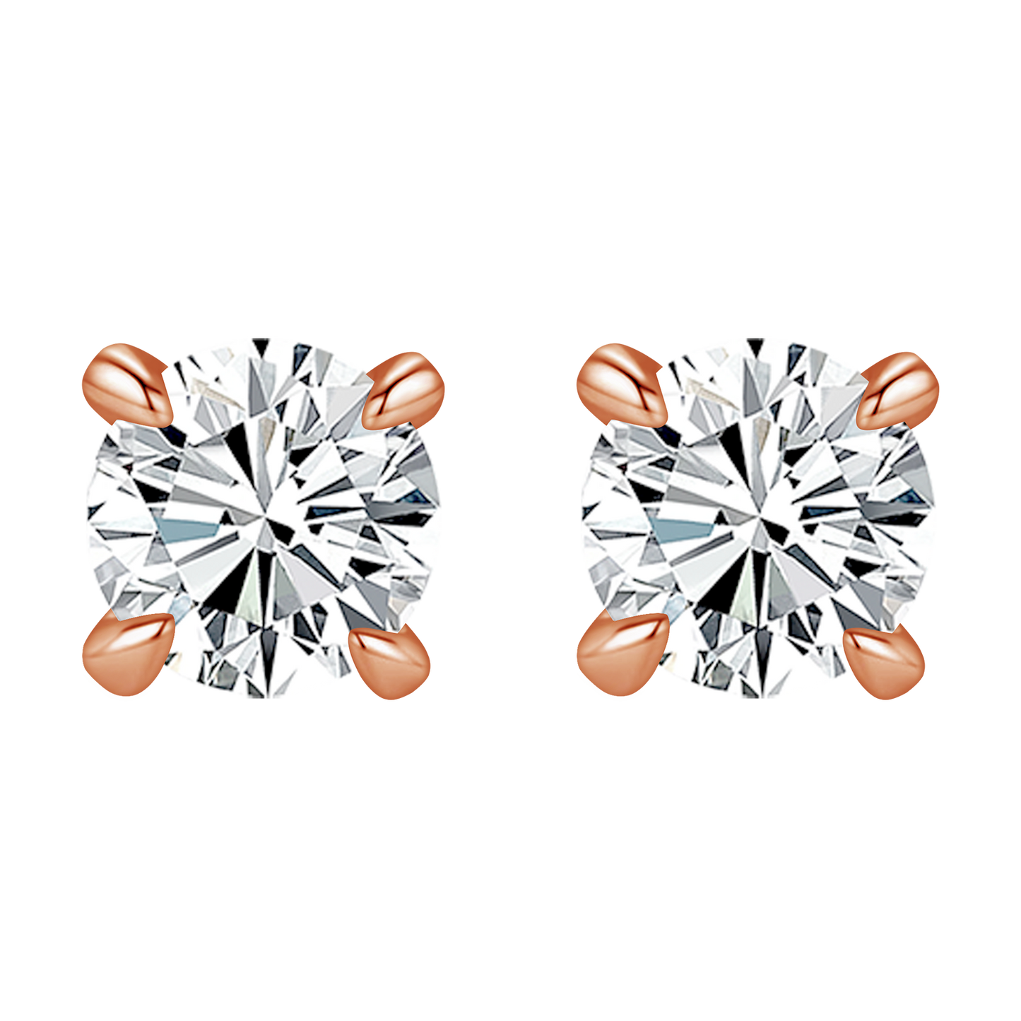 9K/14K/18K/S925 Silver/platinum  1 ct/0.6 ct/0.4 ct Classic 4-Prong Lab Grown Diamond Stud Earrings, Unisex Single Stone