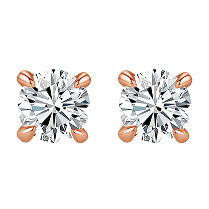 9K/14K/18K/S925 Silver/platinum  1 ct/0.6 ct/0.4 ct Classic 4-Prong Lab Grown Diamond Stud Earrings, Unisex Single Stone