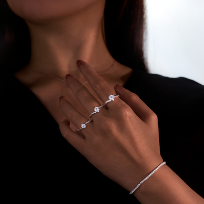 0.2CT 0.3CT 0.5CT Lab Grown Diamond Ring for Women, Heart Six Prong Snowflake Twisted Shank Wedding Band, 10K 14K 18K Gold S925 Silver Platinum