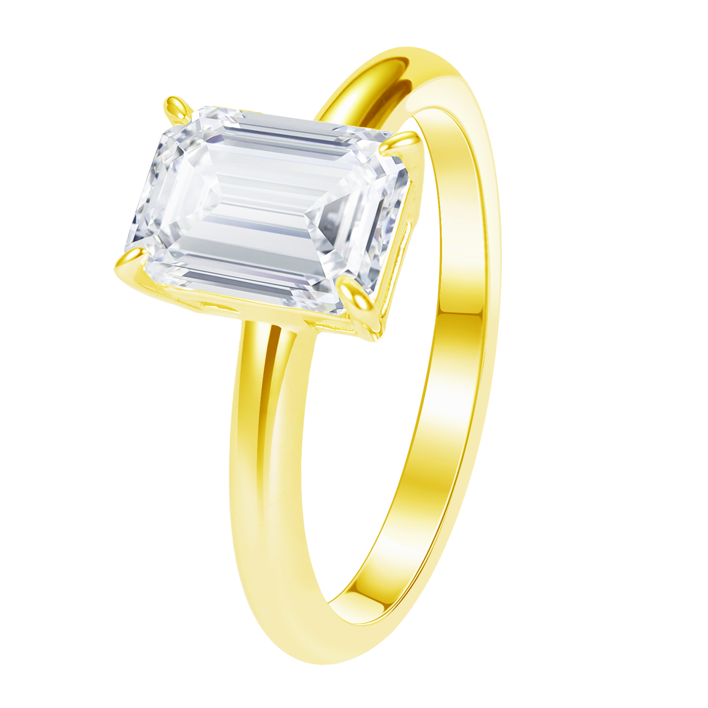 1-3 Carat Emerald Cut Four Prong Solitaire IGI Lab Grown Diamond Ring For Women