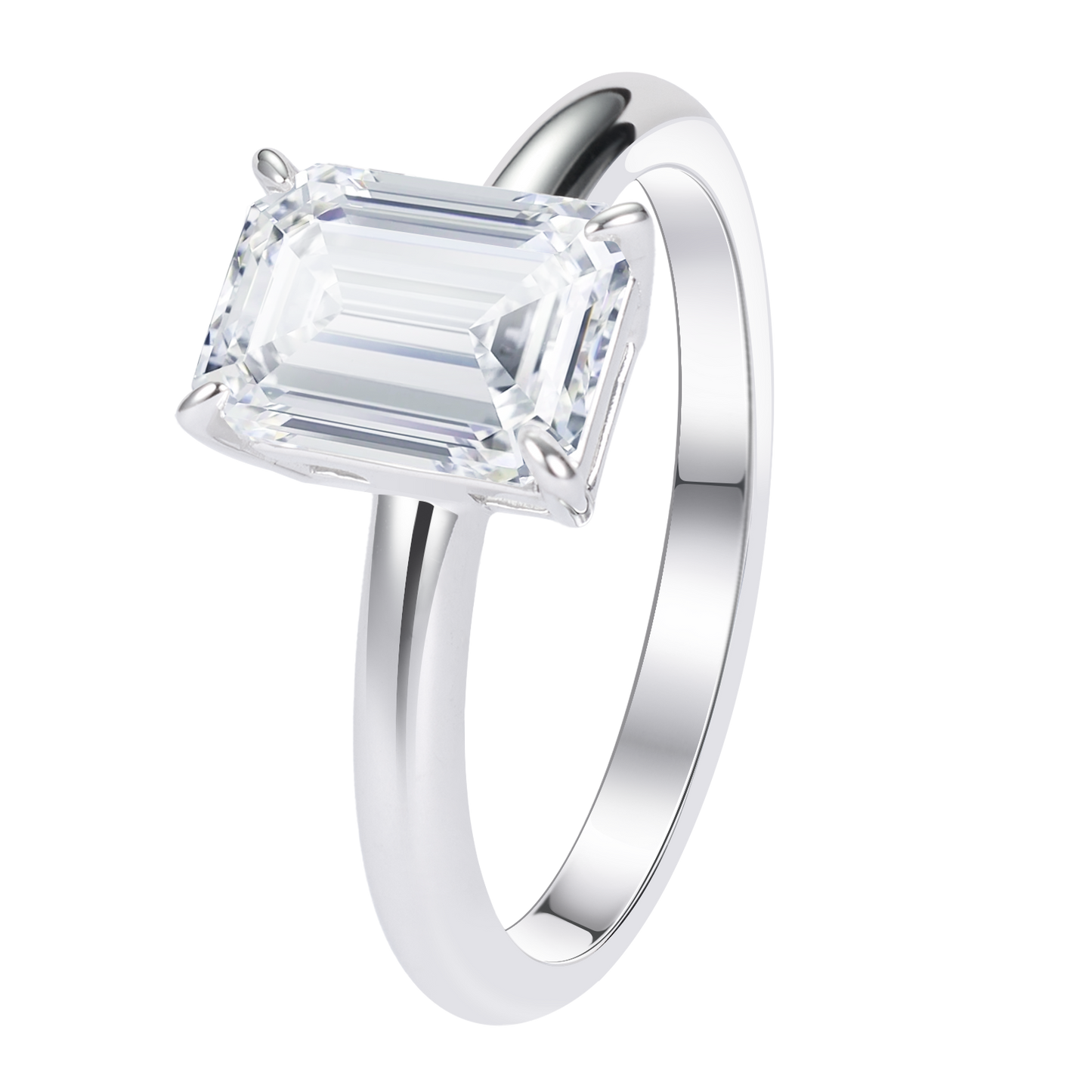1-3 Carat Emerald Cut Four Prong Solitaire IGI Lab Grown Diamond Ring For Women