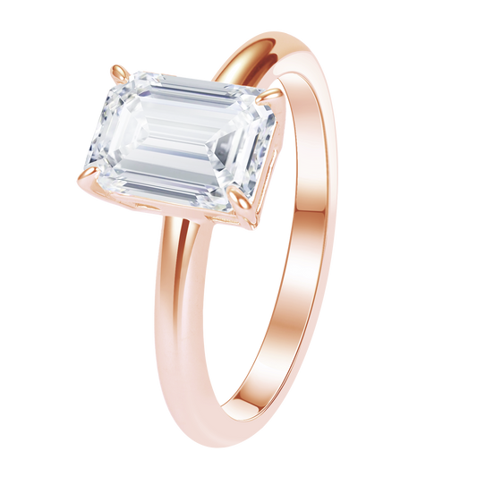 1-3 Carat Emerald Cut Four Prong Solitaire IGI Lab Grown Diamond Ring For Women