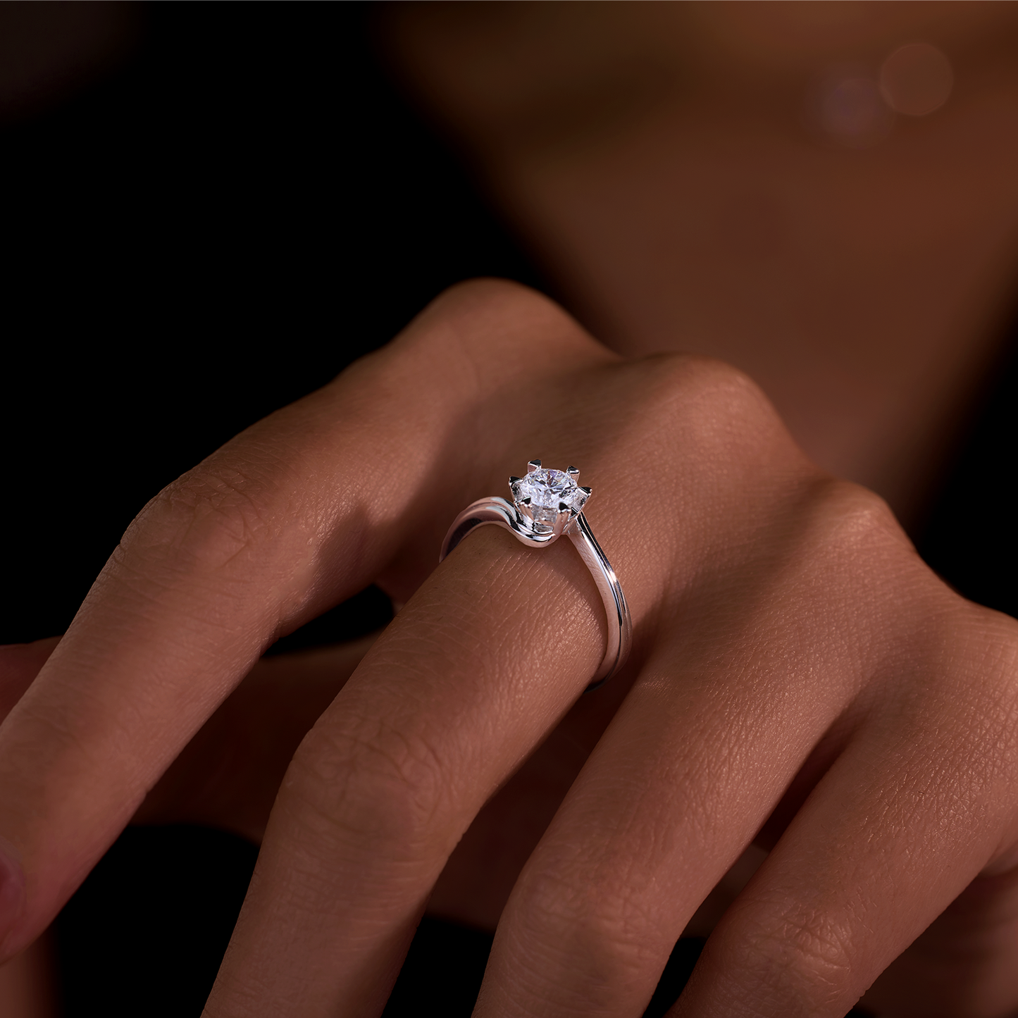 0.2CT 0.3CT 0.5CT Lab Grown Diamond Ring for Women, Heart Six Prong Snowflake Twisted Shank Wedding Band, 10K 14K 18K Gold S925 Silver Platinum