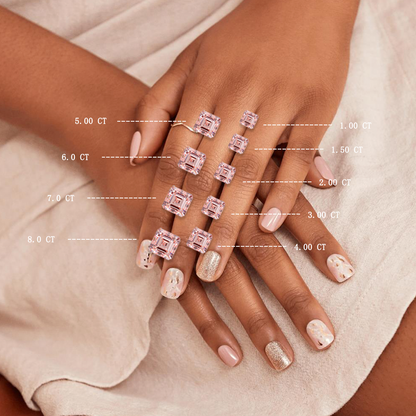 IGI Certified asscher 1ct-10ct Pink Lab Grown Loose Diamond,Fancy intense-vivid color,vs-vvs clarity.
