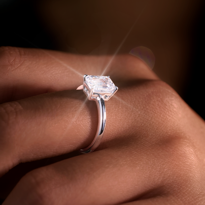 1-3 Carat Emerald Cut Four Prong Solitaire IGI Lab Grown Diamond Ring For Women