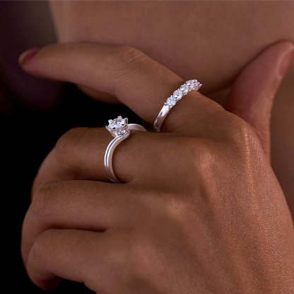 0.2CT 0.3CT 0.5CT Lab Grown Diamond Ring for Women, Heart Six Prong Snowflake Twisted Shank Wedding Band, 10K 14K 18K Gold S925 Silver Platinum
