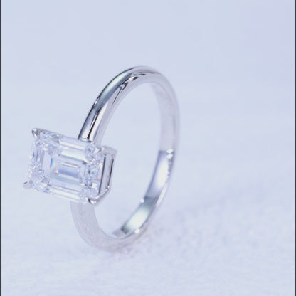 1-3 Carat Emerald Cut Four Prong Solitaire IGI Lab Grown Diamond Ring For Women
