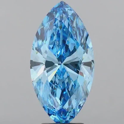 IGI Certified Marquis 1ct-10ct Blue Lab Grown Loose Diamond,Fancy intense-vivid color,vs-vvs clarity.